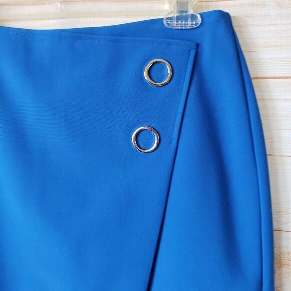 H&M Faux Wrap Asymmetric Mini Skirt with Silver Tone Hardware Accent Design - Picture 3 of 10